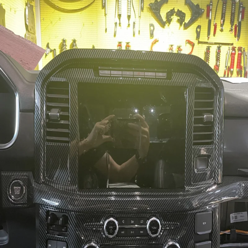 

For Ford F-150 F150 2023 2022 3.5T ABS Carbon Fiber front dashboard Center GPS Navigation Frame Cover Trim Car Accessories