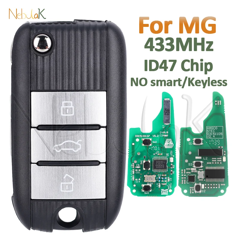 Remote Key 433Mhz for MG HS ZTS ZS MG3 MG6 MG5 RX5 RX8 I5 I6 ID47 7961X ...