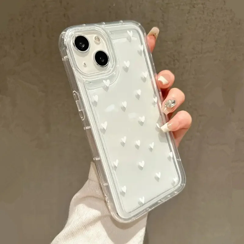 Love Heart Soft Clear Anti-Fall Shockproof Phone Case
