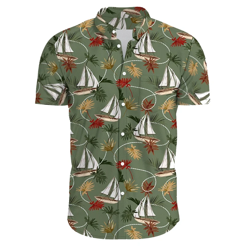 Flowers 3d Print Summer Beach Shirt Men Floral Fashion Hawaiian Casual Short Sleeve Single-Breasted Imported Clothing Tops Tees