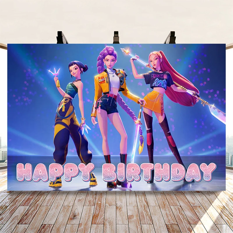 K-pop Démons Hunte Décoration De Fête D'anniversaire Vaisselle Tasse Assiette Bannière Ballon Gâteau Topepr Filles Enfant Anime Fournitures De Fête Décor