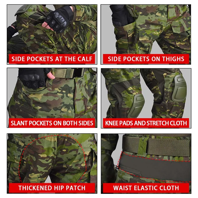 Combat Pants Men Combat Pants with Knee Pads Outdoor Tactical Work Pants Camo Trekking Hunting Clothes