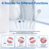 Home Water Flosser, 600 ml Large Capacity,10 Adjustable Pressures,6 Home Nozzles Professional Oral Irrigator for Teeth Clean 4