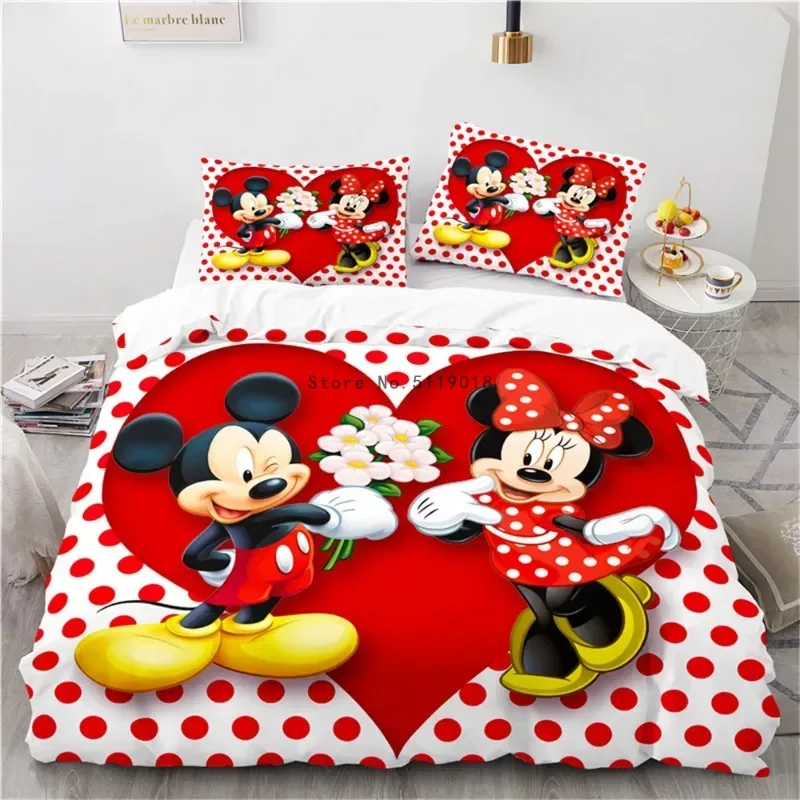 Disney Cartoon Digital Printing Duvet Cover Sets Bedding Sets Mickey Mouse Minnie Children Bed Sets Dropshipping 4