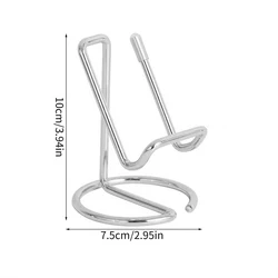 Sleek Metal Desktop Stand for Business Cards and Phone Display (Silver)