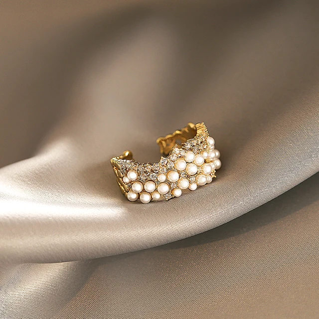 2023 지르콘 상감 진주 오프닝 반지 - 젊은 소녀들을 위한 패션 주얼리, 웨딩 파티나 다른 특별한 날에 최적