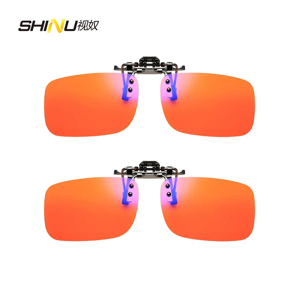 Blue Light Blocking Glasses Blocking Glasses SHINU Clip On Glasses Anti Blue Light Polarized Clip Sunglasses Orange Bluelight Lens Yellow Blocking Driving Lenses Brown Grey