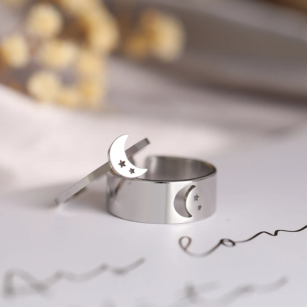 Stainless Steel Rings Couples, Ring Moon Stainless Steel