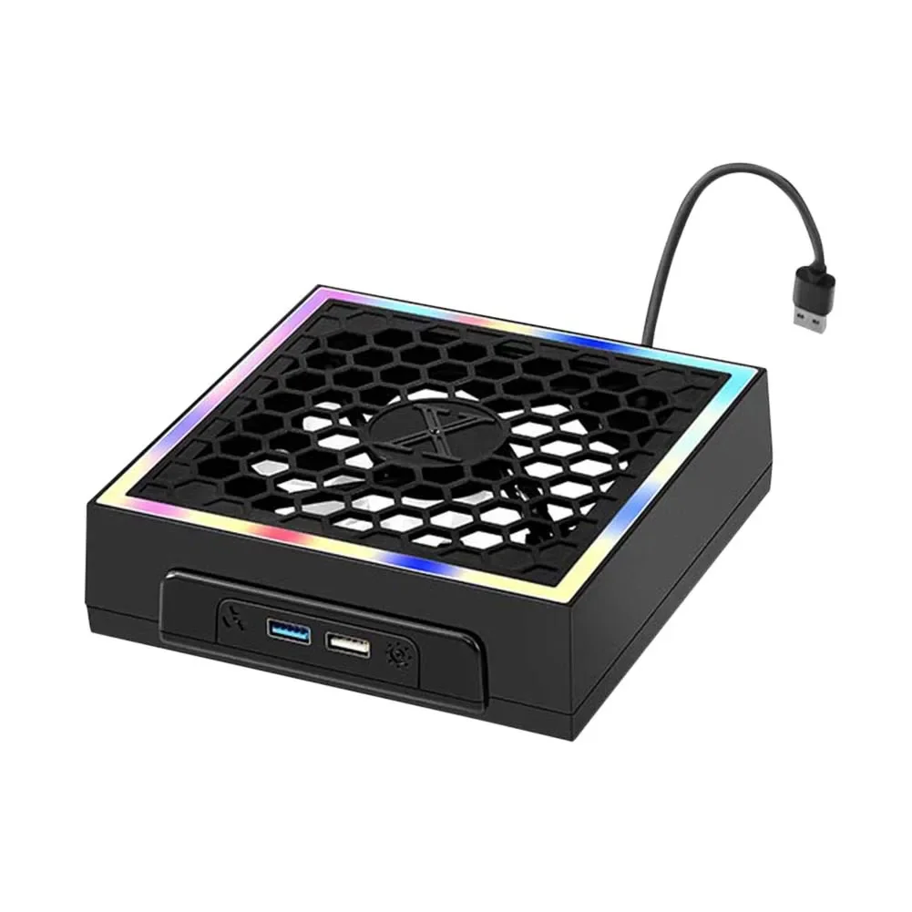 Cooling Fan Top Dust Proof Cover 3 Speed Adjustable Fan Cooling System RGB Breathing Light 2 USB for Xbox Series X Game Console