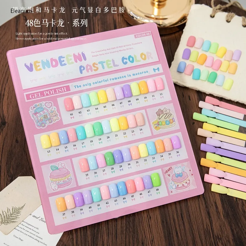 벤디니 48색/세트 사계절 퓨어 컬러 젤 네일 폴리쉬 TPO HEMA FREE 세미 퍼머넌트 UV 쏙 오프 젤 바니쉬 디스플레이 포함