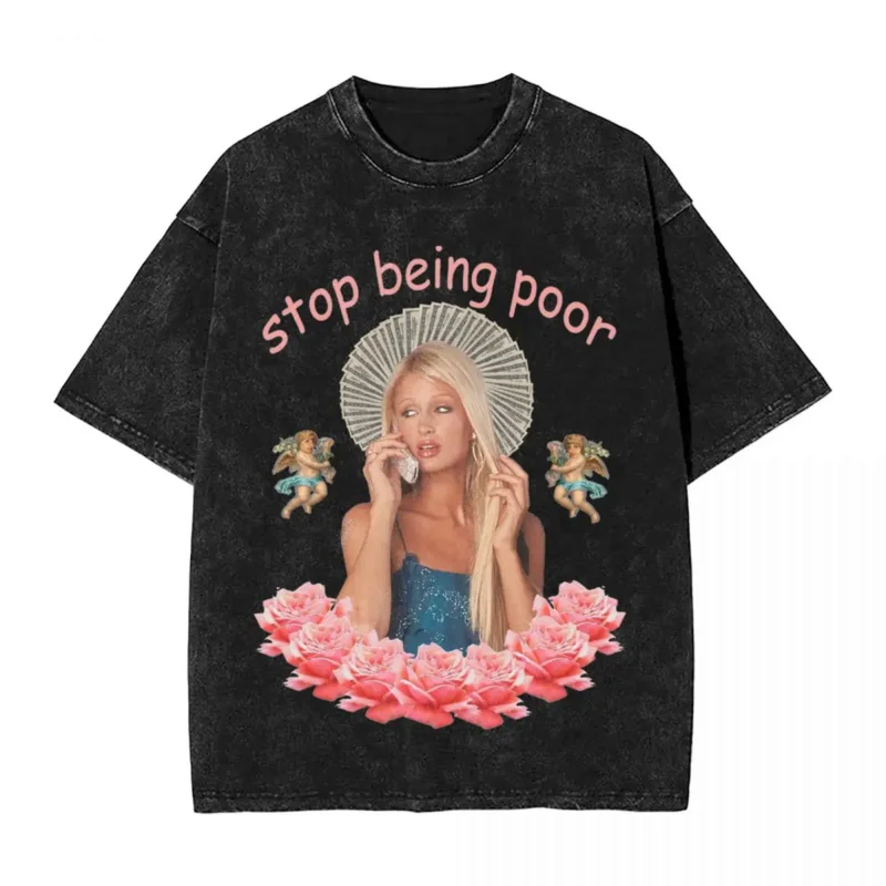 

Футболка Мужская/Женская вареная, уличная одежда в стиле Харадзюку, топ с принтом «Париж, хильтон, стоп-трап», ретро, стиль хип-хоп