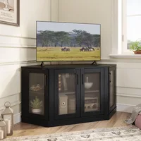 Corner TV Stand - 47 Inch Media Console with 4 Doors and Shelves, Living Room Storage Entertainment Center for TVs up to 51 Inch 1
