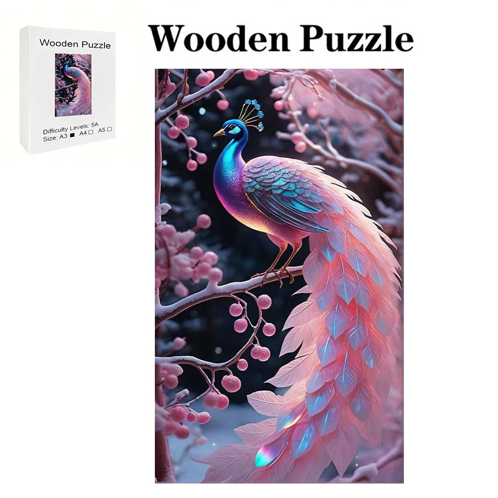 

Unique Wooden Animal Jigsaw Puzzles Beautiful Peacock Puzzle Gift Interactive Games Toy Adults Kids Educational Fabulous Gift