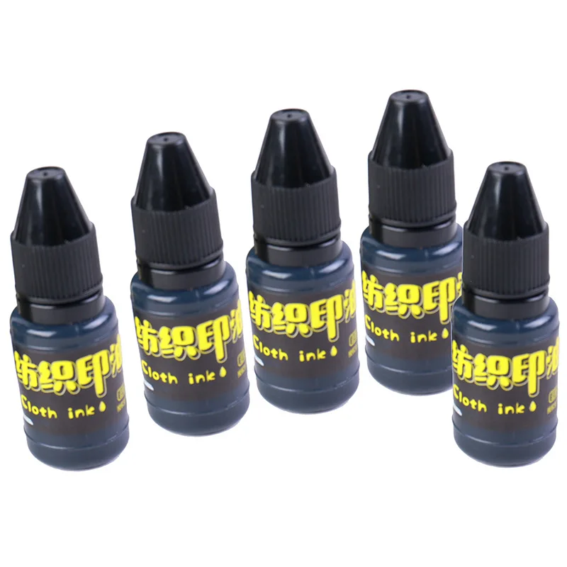 Black Stamp Refill Ink 10ml Clothes Waterproof Ink Name Stamp Printing On Clothing Wash Not Fade Oil For Office School