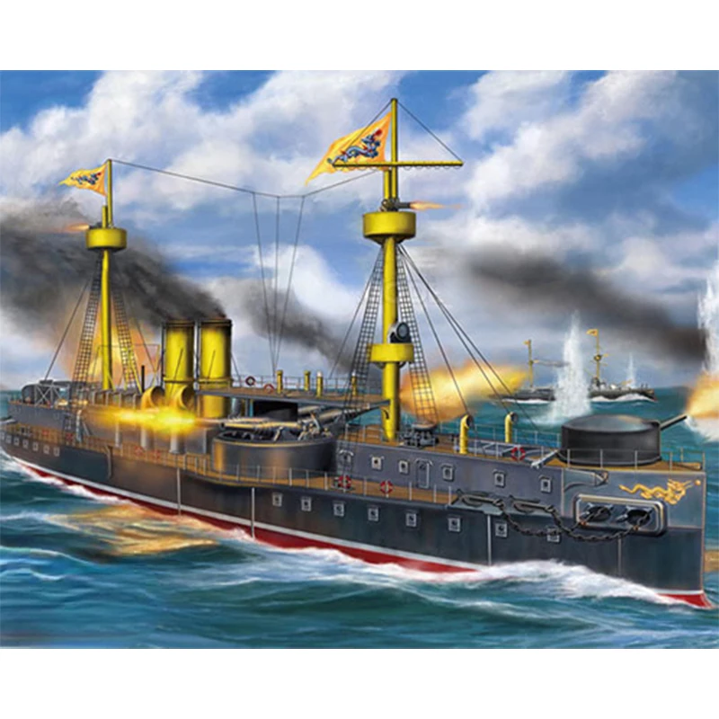 

1/350 Assembled Ship Model Kit Beiyang Navy Zhenyuan Jingyuan Iron Armor Model Kit
