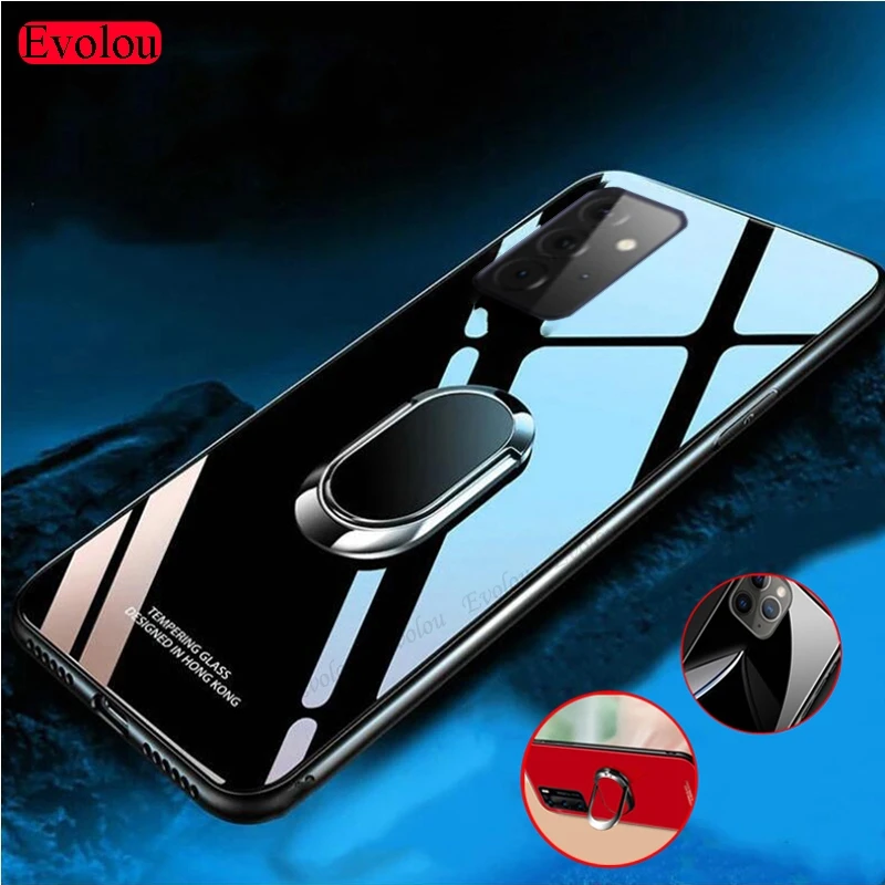 Durable Ring Stand Holder Case with Tempered Glass & Lanyard
