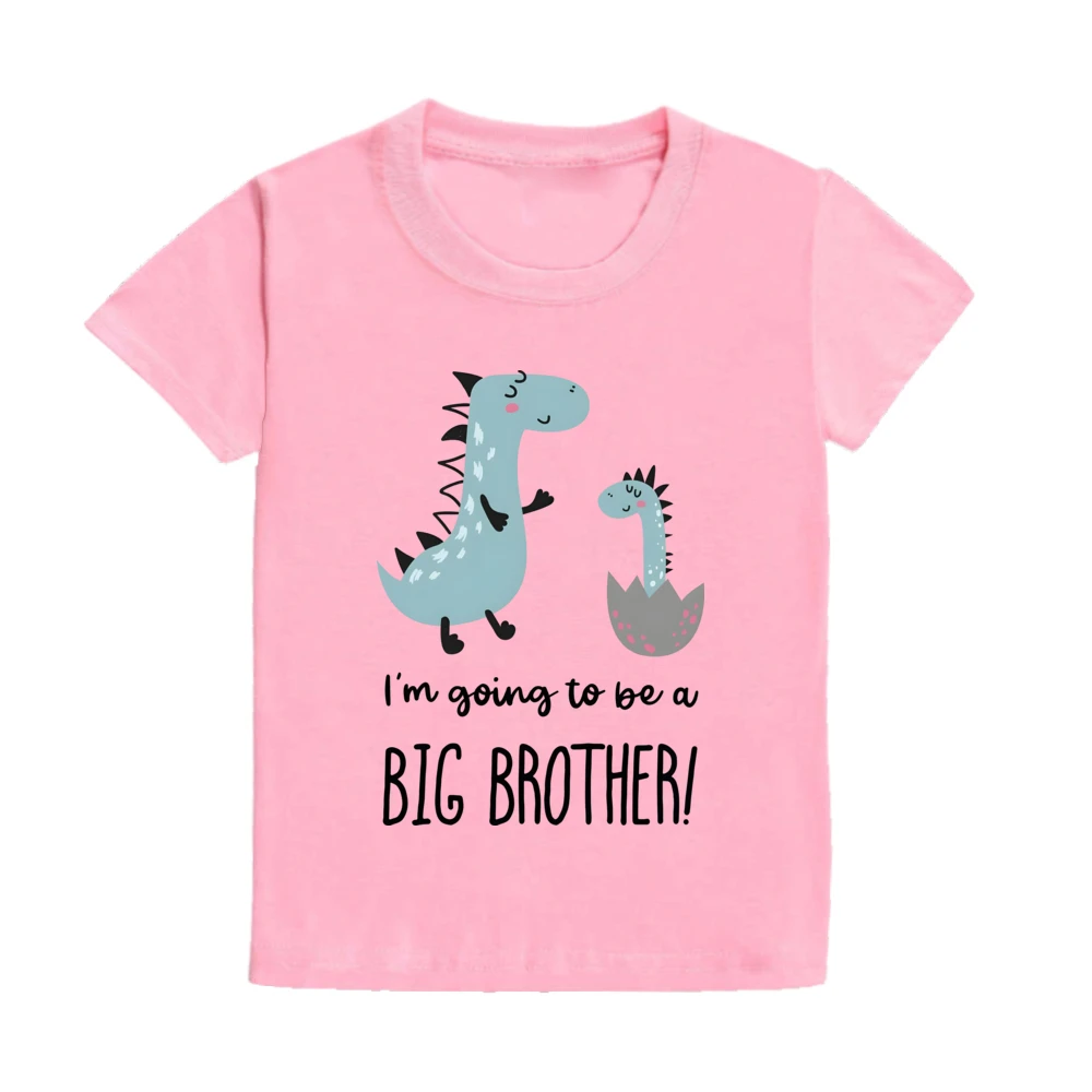 Dinosaur&I‘m Going To Be Big A Brother Print Kid Tee Shirt Casual Short Sleeve Child Tees Top Pregnancy Announcement Clothes 5