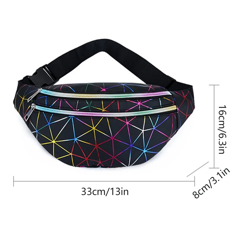 Waterproof Men Women Running Shiny Waist Bag Fitness Workout Zipper Bag Adjustable Strap Waist Sport Fanny Pack Chest Pouch