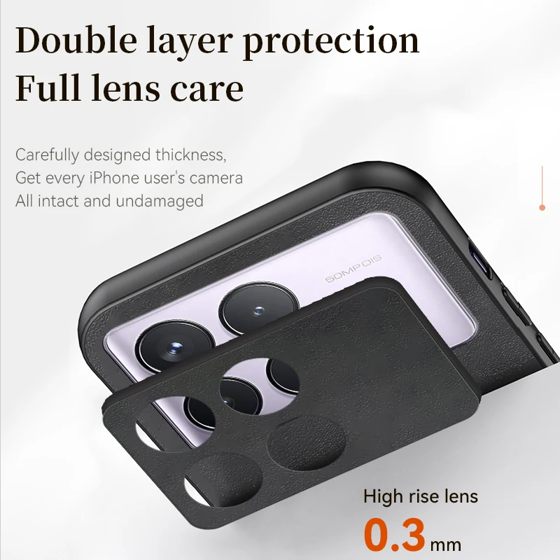 For Redmi K70 Pro: Sheepskin Leather Case For Redmi K70 70E - Rotating Ring Protect Lens Luxury Men Mobile Gifts Covers