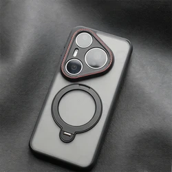 Luxury Matte Translucent 360° Rotating Magnetic Bracket Case Cover for Huawei Mate 80 Pro (Black LK ZJCC)