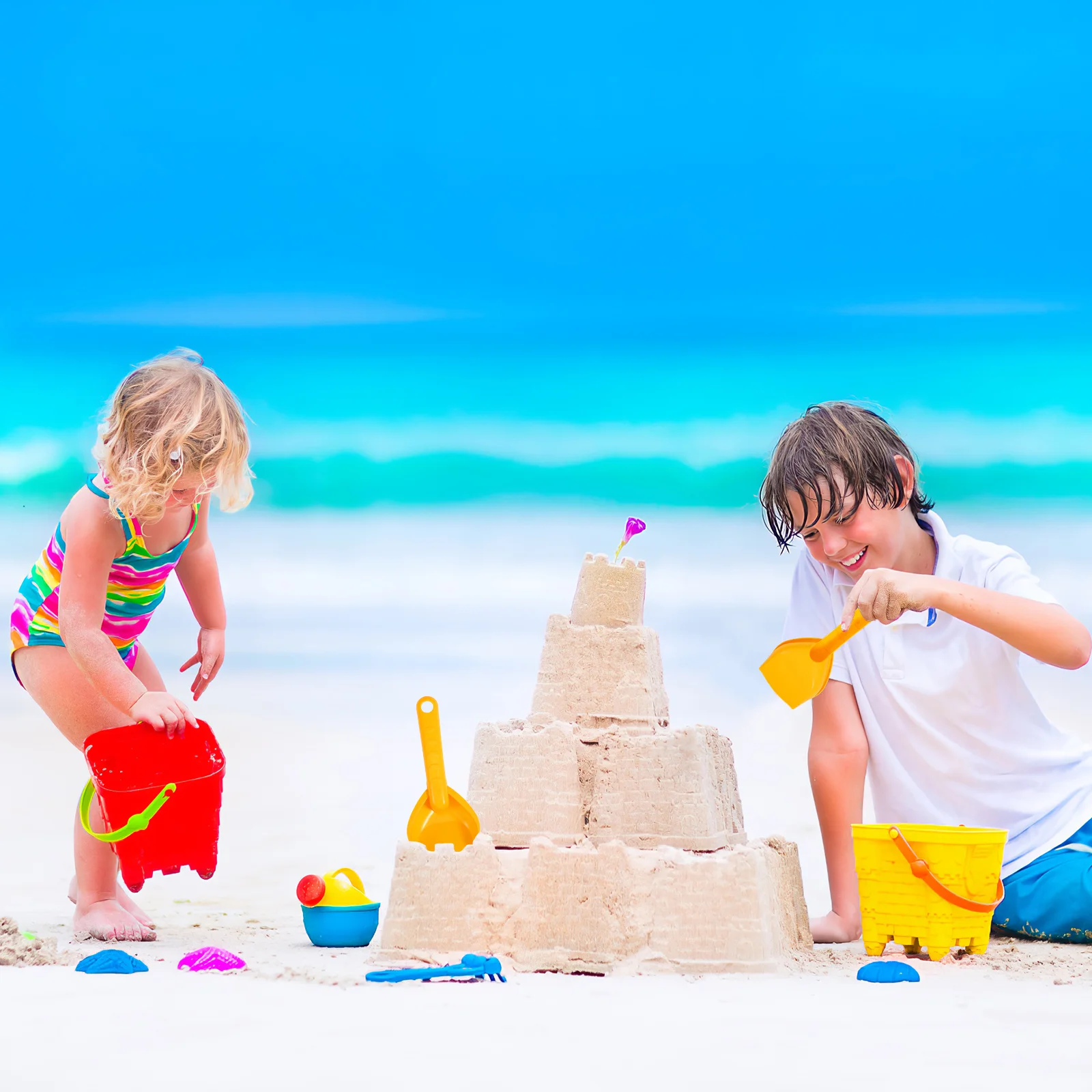 8Pcs Beach Sand Shovels Kids Plaything Gardening Digging Toys (Yellow) sand shovels for kids kids snow 2
