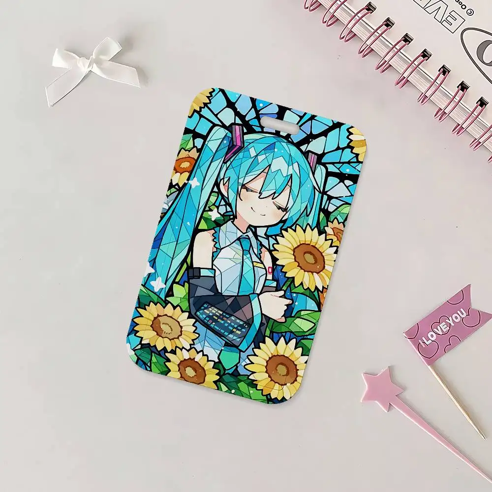 Cartoon H-Hatsune M-Mikus Ausweishalter mit Umhängeband für Büro, Schule, Namenskarten, Ausweishülle – Detail 8