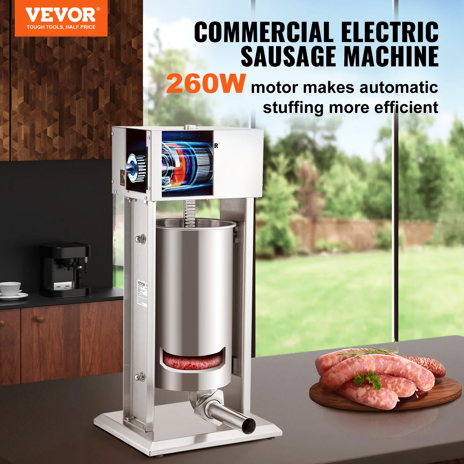 VEVOR Electric 10L/15L Sausage Stuffer Stainless Steel Making Sausage Machine Commercial Grade with 4 Filling Funnel for Home sausage stuffer