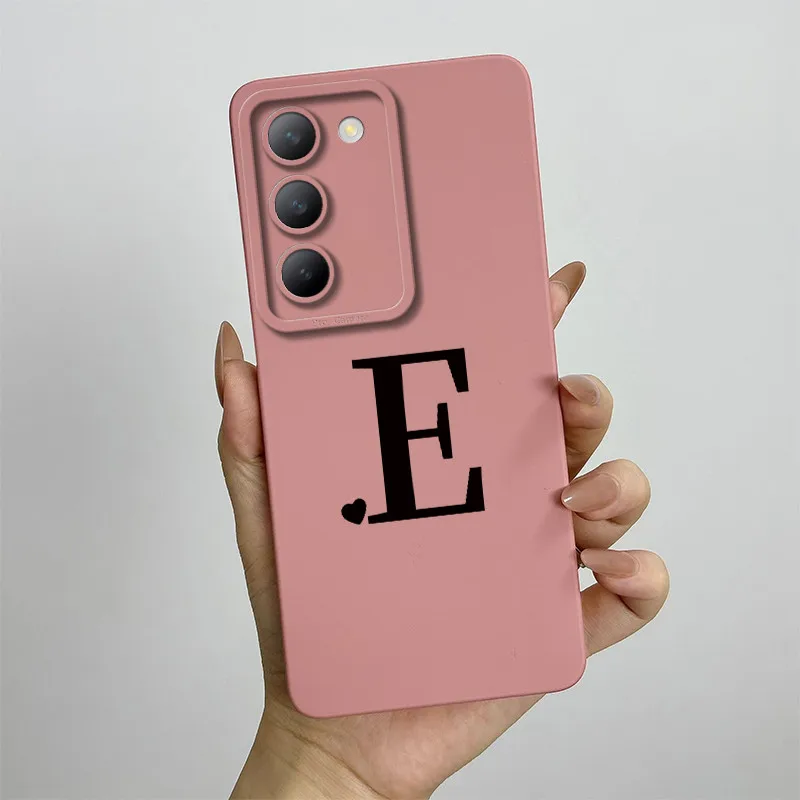 Cute Initial Letters Square Silicone Shockproof Back Cover Case