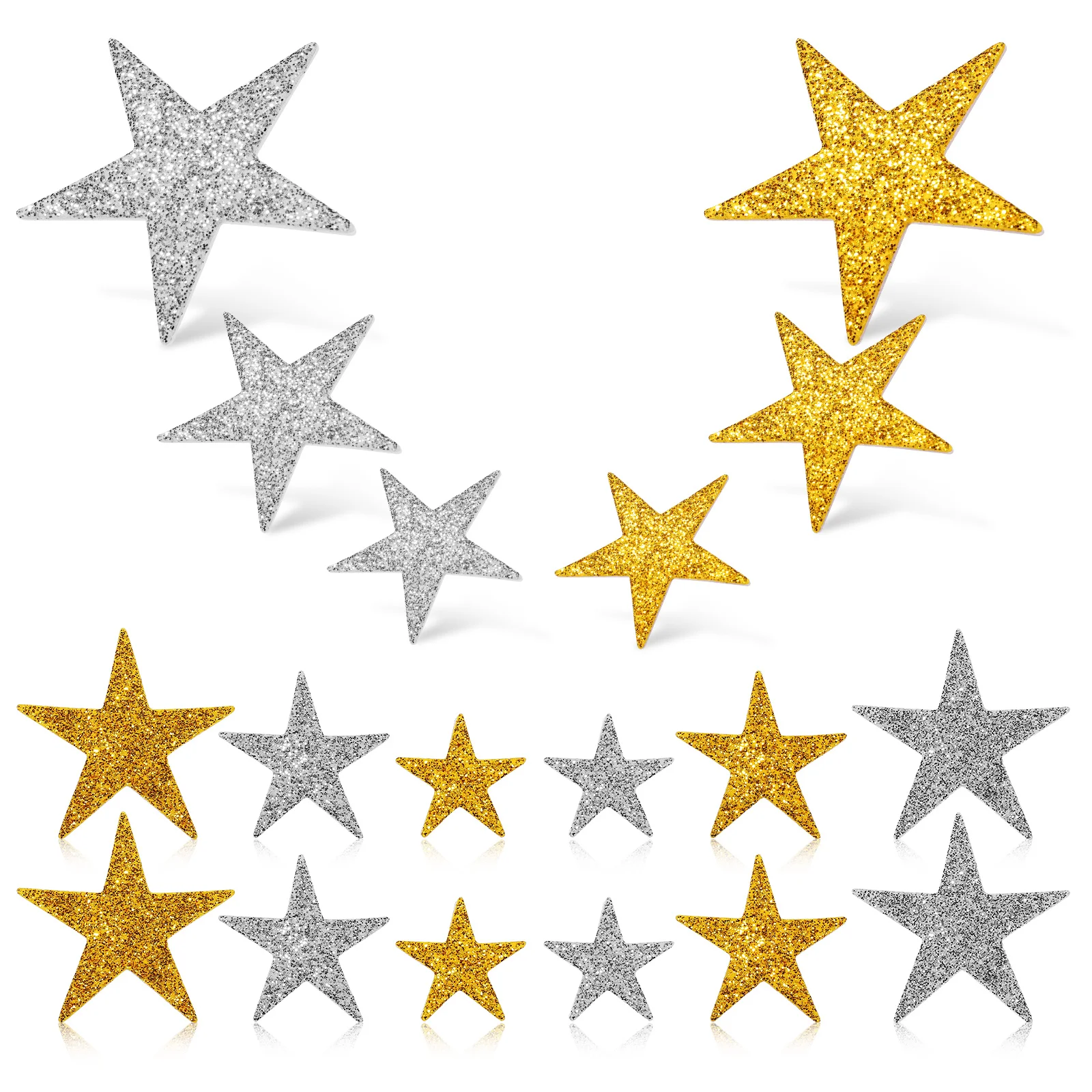 

Foams Star Stickers Small Wall Decals For Crafts Shiny Silver Nativity