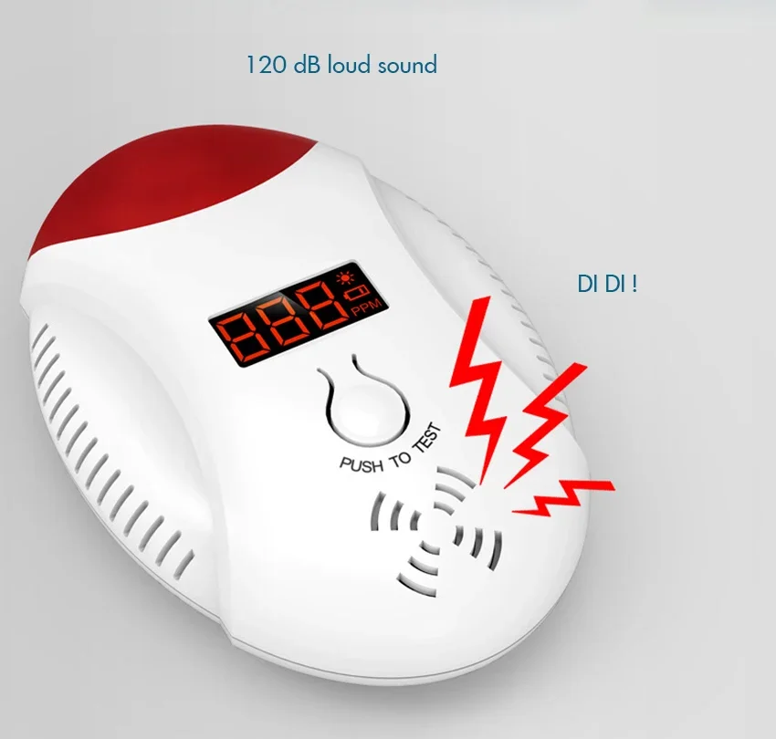 Carbon Monoxide Detector Alarm 120db LCD Digital Display CO Alarm Detector for Travel Home Bedroom and Kitchen, Battery Operated