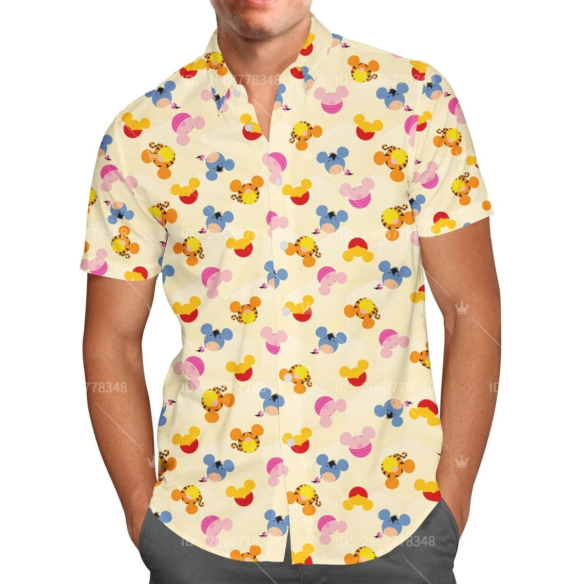 

Winnie The Pooh Hawaiian shirt Disney Inspired Men's Button Down Short-Sleeved Shirt Fashion Beach Short Sleeve T-Shirt