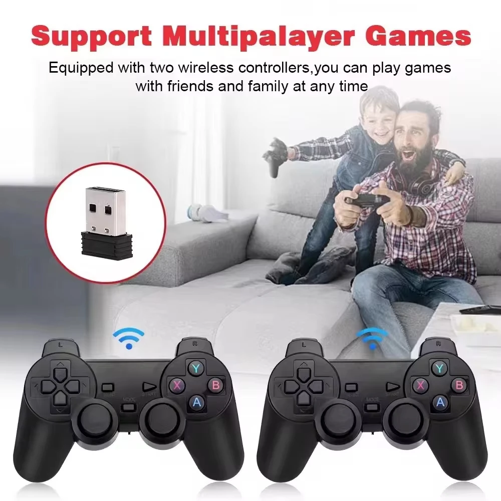 Video Game Stick Video Game Console Wireless Controller 4K 3D HD 2.4G Retro 50 Emulator 64G For PS1/N64/DC