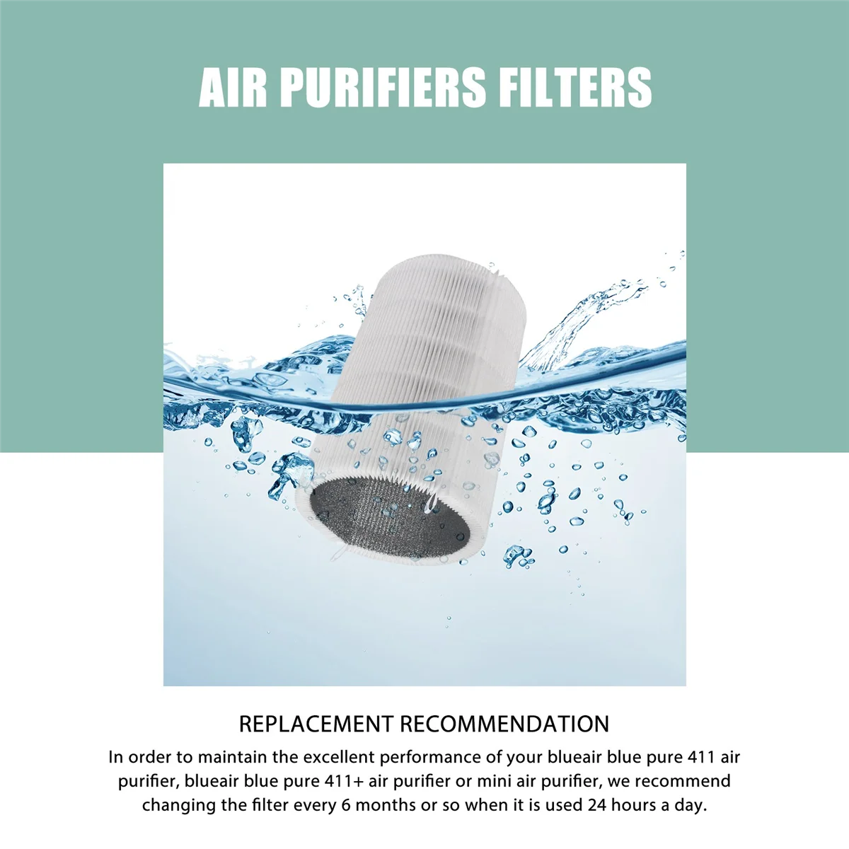 Replacement Filter for Blueair Blue Pure 411/411+ & Blueair 3210 Air Purifier Filter Activated Carbon
