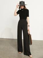AMII Minimalism Pants For Women 2024 Spring New Wide Leg Pants High Waist Office Loose Blazer Chiffon Casual Trousers 12342271 2