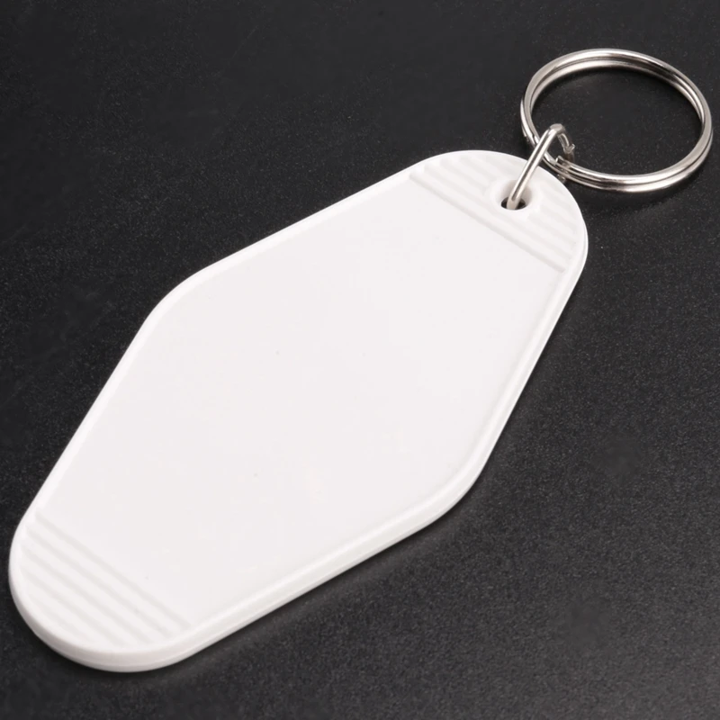 24 Pcs Vintage Motel Keychain Heat Transfer Blank Keychains Bulk Sublimation (White)
