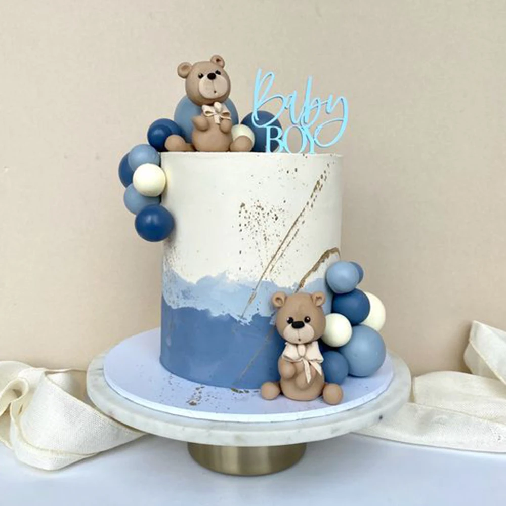 20 Stück blaue Kugeln Kuchenaufsatz hell Naby Blue 2-4 cm Kugeln Kuchendekorationen DIY Geburtstag Hochzeit Geschlecht offenbaren Partyzubehör – Detail 12