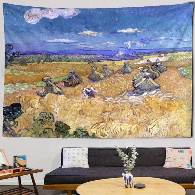 prachtig zak pakket Van Gogh Akkerbouw Land Tapestry Omheind Cornfield En Boer Woonkamer Home  Achtergrond Opknoping Doek Wanddecoratie Tapiz| | - AliExpress