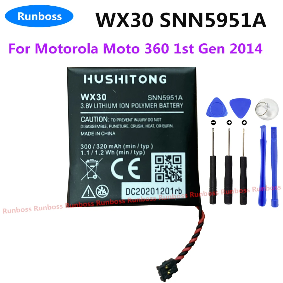 

Аккумулятор WX30 SNN5951A 320 мАч для умных часов Motorola Moto 360 (1-е поколение), аккумуляторы смарт-часов 360 1-го поколения 2014
