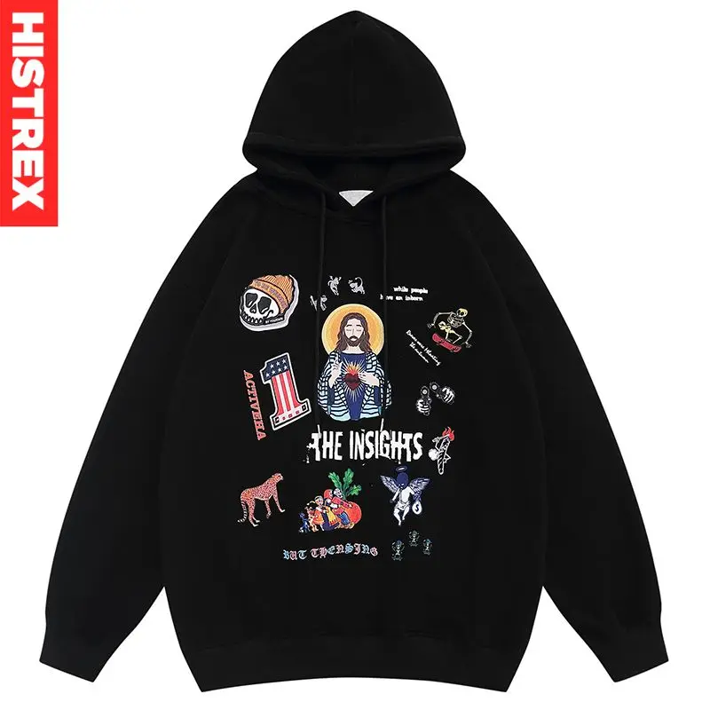 

2023 Jesus Hoodie Men,Fall Spring 90S Hooded Sweatshirt,Gangster Hip Hop Streetwear,Skull Graphic Pullover,Vintage Y2K Clothes
