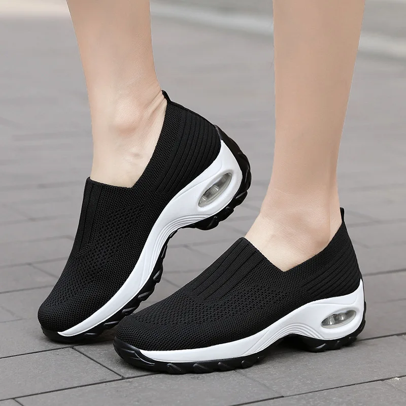 New Women Fashion Sneakers Shoes Stretch Fabric Woman Flat Platform Shoes Round Toe Casual Loafers Shoes Ladies Breathable