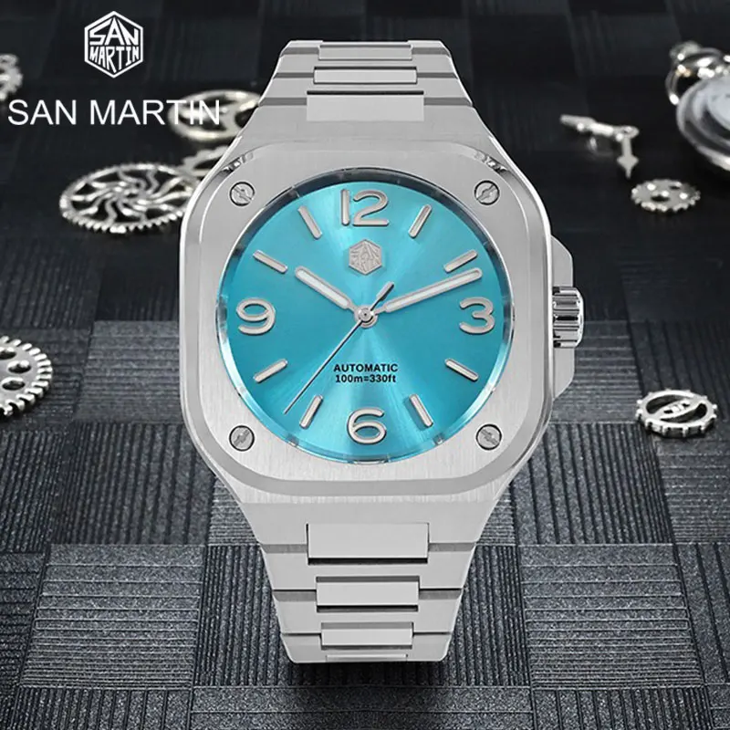 

San Martin 40mm Men Classic Luxury Sport Watches Distinctive Sapphire Square Case Men Watch Automatic Mechanical 10 Bar BGW-9