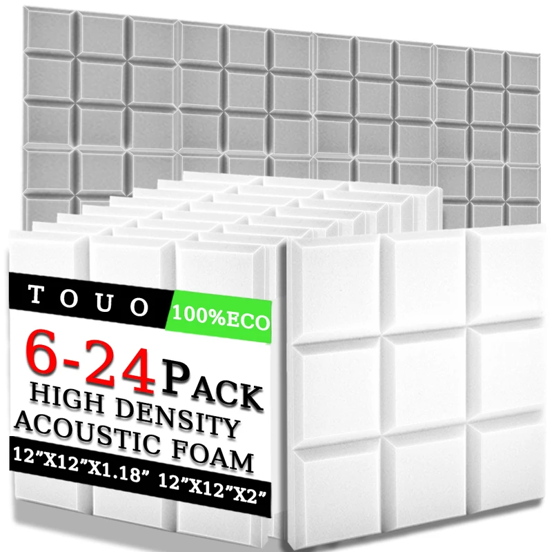 TOUO โฟมอะคูสติกความหนาแน่นสูง 6/12/24 PC ฉนวนกันเสียงดูดซับเสียง Treatment วัสดุเพดานสตูดิโอ Acoustic Treatment 1