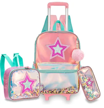 School Trolley Bags wheels lunch bag Kids School Trolley backpack Bag 16 Inch 3 pcs set Wheeled Backpack School Bags with wheels 1