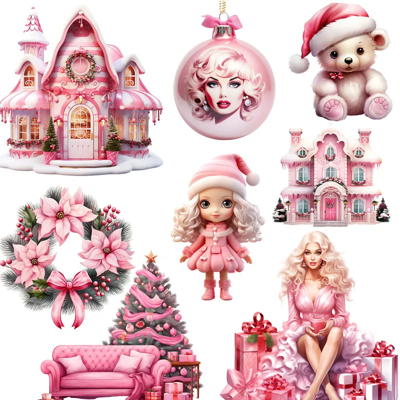 20Pcs/Pack Pink Doll Christmas Sticker DIY Craft Scrapbooking Album Junk Journal Decorative Stickers