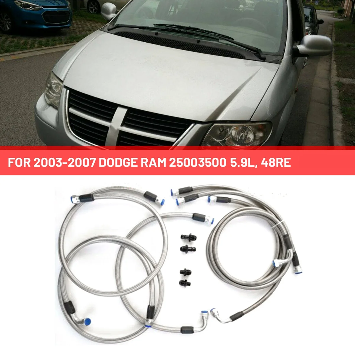 

Transmission Cooler Hose Kit Automotive for 2003-2007 Dodge Ram 2500/3500 Cummins 5.9L, 48RE