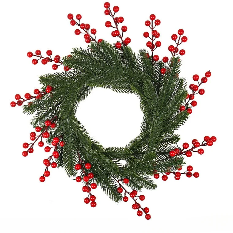 10/3PCS Christmas Decoration Artificial Pine Branches Holly Berries Red Berry Branches for Christmas Tree Wreath Gifts Decor