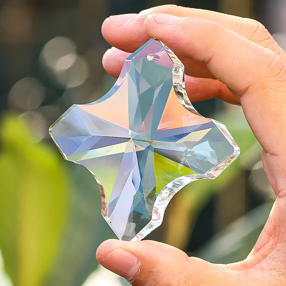 K9 Crystal Suncatcher Brilliant cross Faceted Glass Prisms Hanging Rainbow Chaser Chandelier Lamp Parts Car Pendant Garden Decor