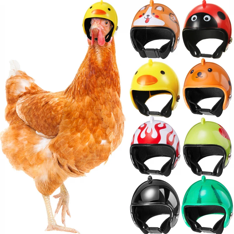 

8 Pieces Hens Helmet Chicken Pet Safety Funny Parrot Chicken Bird Hat Headwear Small Pet Hard Hat Parakeet Costumes Accessories