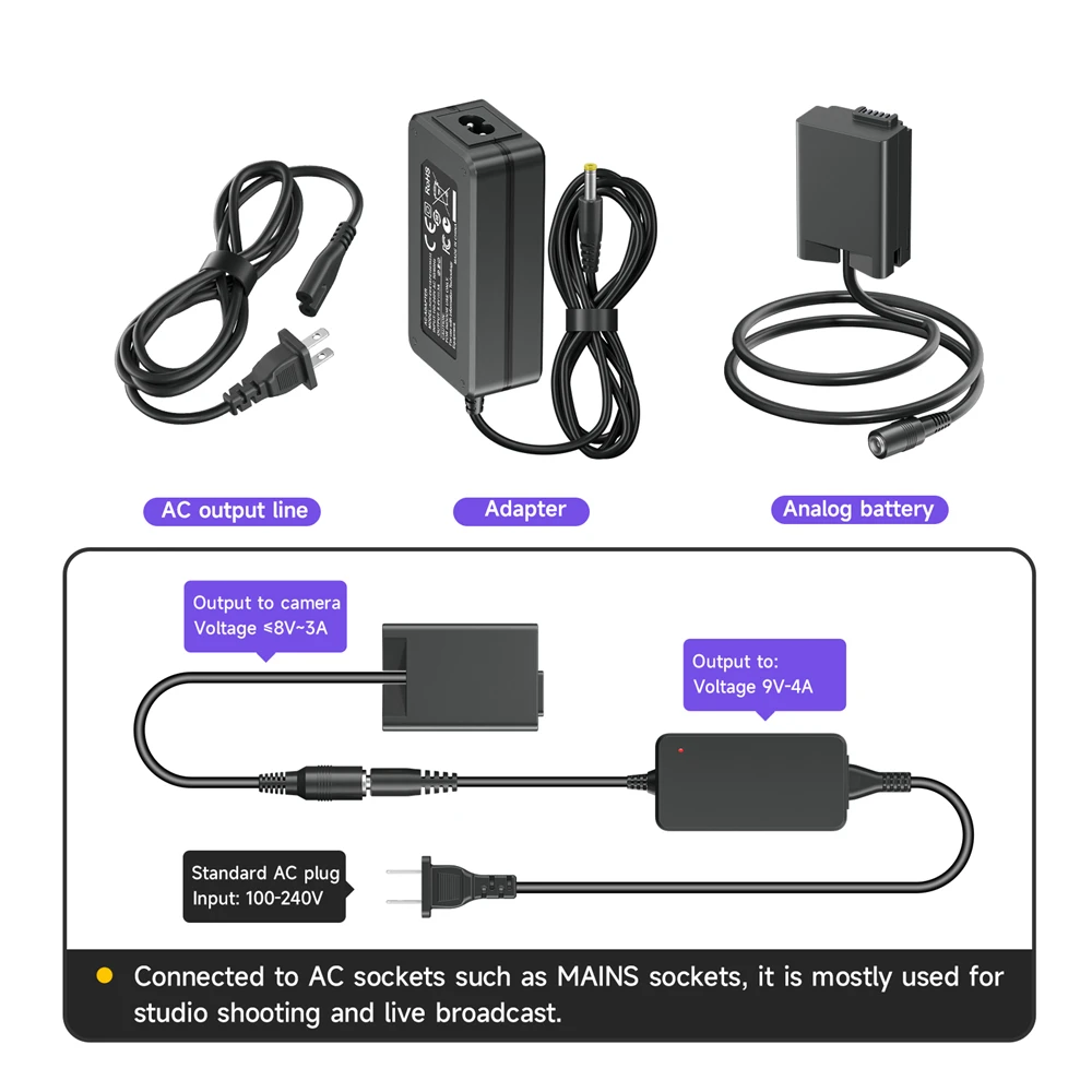 Palo-ac Adaptador de Alimentação Bateria Manequim Acoplador dc en El25 En-el25a Conector de Alimentação para Nikon z fc Zfc Z30 Z50 En-el25 - Image 4