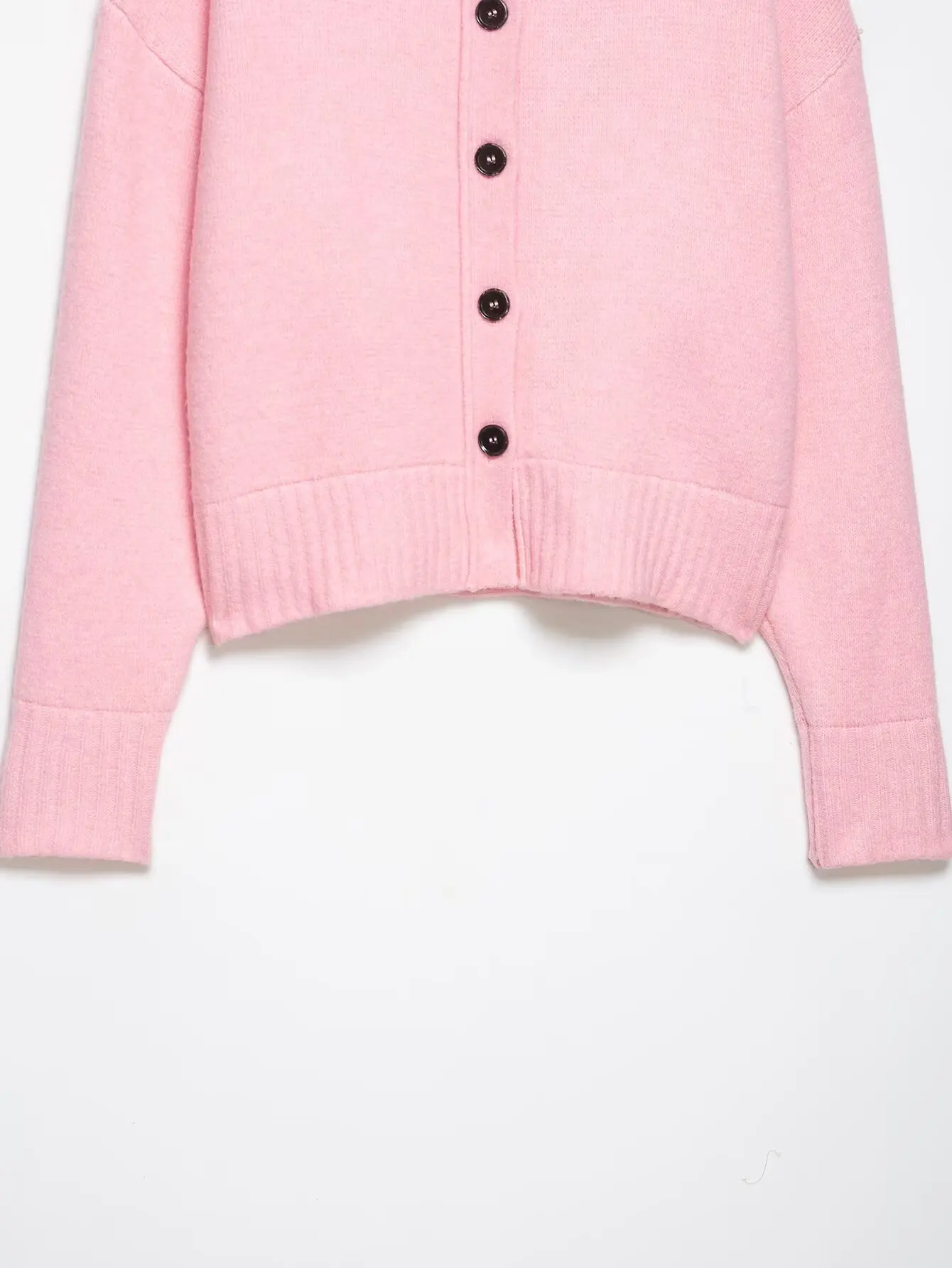 HH Damen Mode Langarm Einreihiger Rundkragen Kurzer Mantel Bequeme Gestrickte Einfarbige 2-Farbige Frühlingsjacke – Detail 10